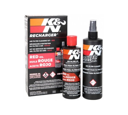 K&N KN Kit d'entretien filtre a air - Nettoyant 355ml Spray + Huile 237ml liquide ROUGE